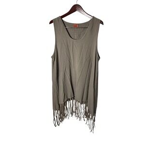 Oh My Gauze Dress Size 2 ( Large ) Fringe Lagenlook 100% Cotton Natural Fibers